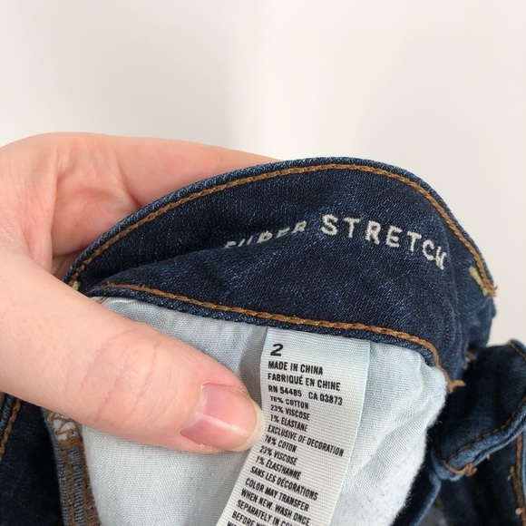 AMERICAN EAGLE Denim Jean Shorts Cutoff Stretch Denim 2 Women Raw Hem Distressed - Picture 6 of 6